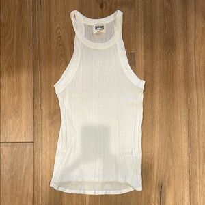 Nation White Ribbed Sleeveless Top